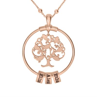 Lebensbaum Kette mit Namen [750er rosévergoldet]