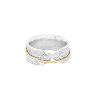 Anillo Giratorio Brillante Círculos Familiares [Plata de Ley] - 1 Aro Giratorio
