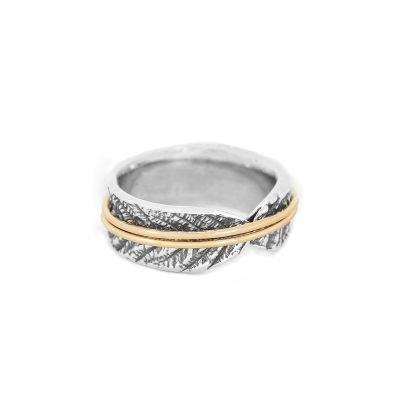 Anillo Giratorio Círculos Familiares [Plata de Ley] - 2 Aros Giratorios