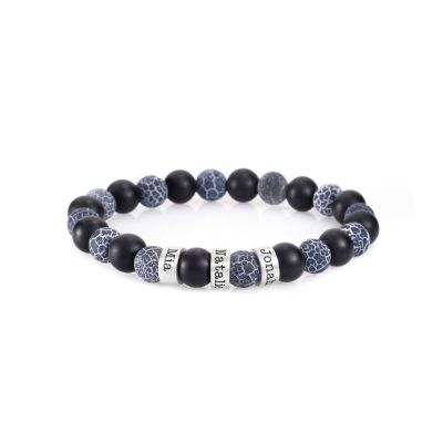 Armband aus Onyx und Achat mit Gravur [Sterlingsilber]