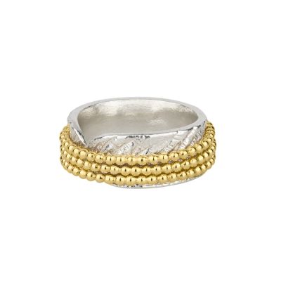 Anillo Brillante Giratorio de Cuentas Círculos Familiares [Plata de ley] - 3 Aros Giratorios