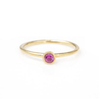 Bague Carina. Petite Pierre Ronde [Plaqué Or 18ct]