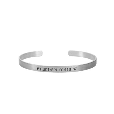 Armreif mit gravierten Koordinaten [Sterlingsilver]