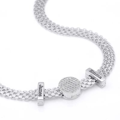 Enchanted Pavé Circle Milanese Chain Necklace [Sterling Silver]