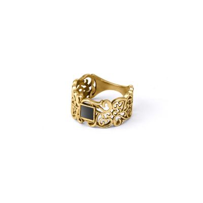 Kunstvoller Ring mit Nano Bibel [750er Gold Vermeil]
