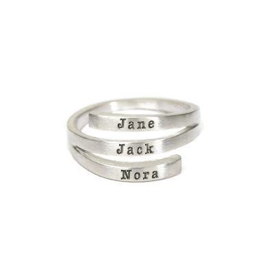 Swan Name Ring - 3 Names [Sterling Silver]