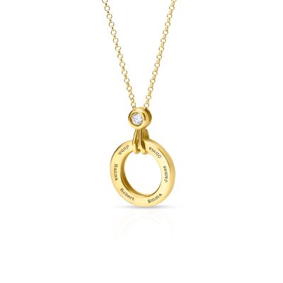 Family Circle Engraved Necklace with Diamond [18K Gold Vermeil]