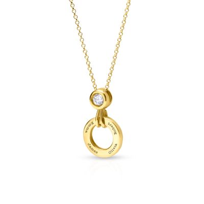 Family Circle Engraved Necklace with 1ct Diamond [18K Gold Vermeil]