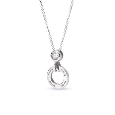 Family Circle Engraved Necklace with 1ct Diamond [Sterling Silver]