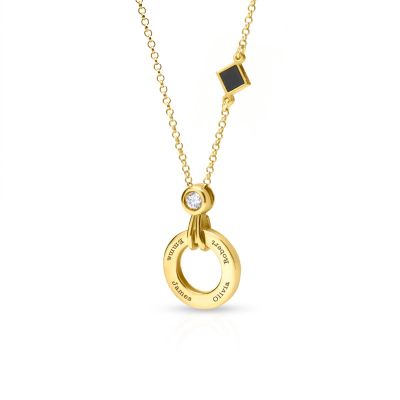 Talisa Circle Engraved Diamond Necklace with Nano Bible [18K Gold Vermeil]