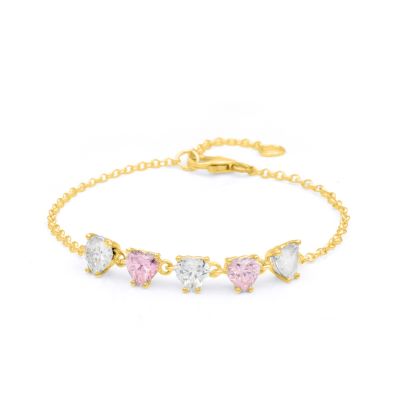 Talisa Hearts Birthstone Bracelet [18K Gold Plated]
