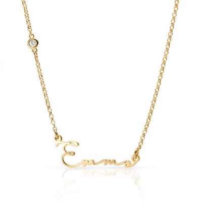 Talisa Italic Name Necklace with Diamond [18K Gold Plated]