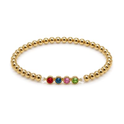 Bracelet Talisa Étoiles à Perles avec Pierres de Naissance - Plaqué Or 18ct