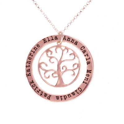 Tree of Wisdom Name Necklace [Rose Gold Plated]
