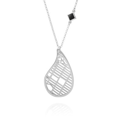 Collier Carte Fils de Vie avec Nano Bible - Or Blanc 14 Carats