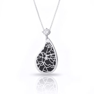 Threads Of Life Silhouette Map Necklace With 1 Ct Diamond [Silver]
