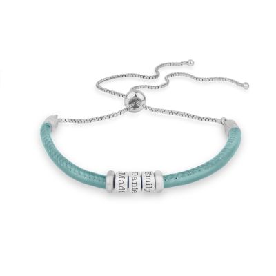 Bracciale Legati Insieme con Nome [Pelle Scamosciata Verde]