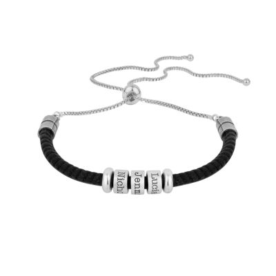 Bracciale Legati Insieme con Nome [Pelle Scamosciata Nera]