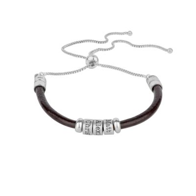 Bracciale Legati Insieme con Nome [Pelle Marrone]