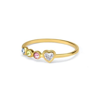 Ties of Heart Diamond Ring with Birthstones [18K Gold Plated]