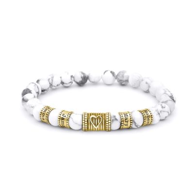 Bracelet Howlite Liens du Cœur - Plaqué Or 18ct