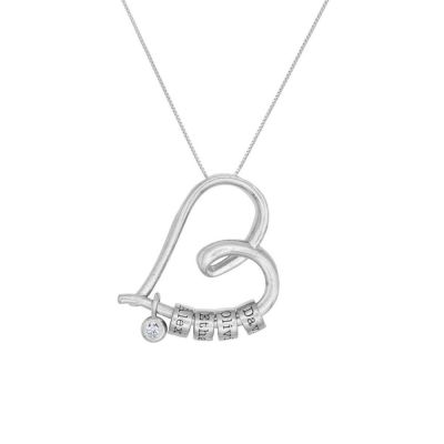 Collier Prénom Liens du Cœur en Diamant [Argent 925]