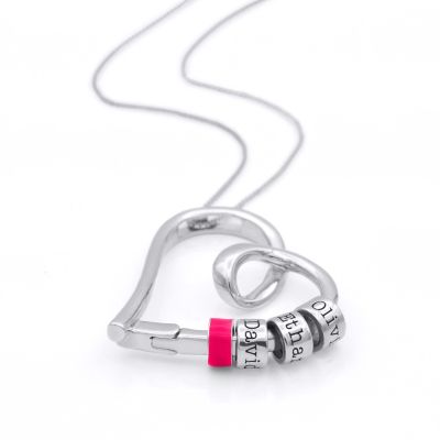 Herzensbindungen Namenskette mit Pinkem Charm [Sterlingsilber]