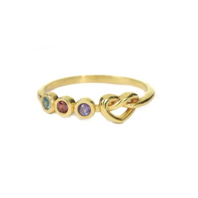 Anello Nodi del Cuore con Pietra di Nascita [Placcato Oro 18kt]