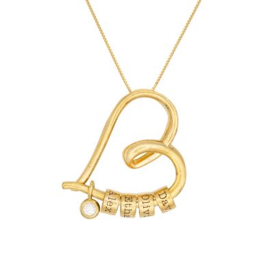 Collana Nodi del mio Cuore con Nome con una Moissanite [Oro Vermeil18kt]