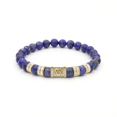 Bracelet Lapis-Lazuli Liens du Cœur – Plaqué Or 18ct