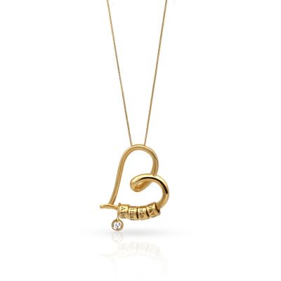 Herzensbindungen Halskette mit Gravur und einem 0,3 Kt Diamanten [750er Gold Vermeil]