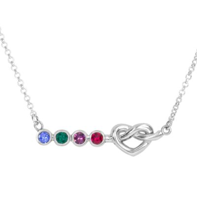 Collar de Piedras de Nacimiento Lazos de Corazón [Plata de ley]