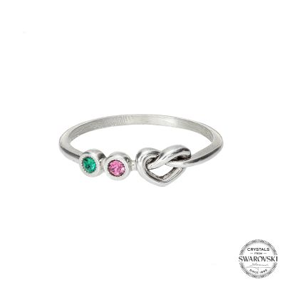 Bague de Promesse Liens du Cœur avec Pierres de Naissance [Argent 925]