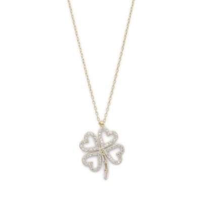 Timeless Clover Pavé Necklace [18K Gold Plated]