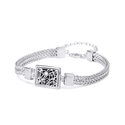Bracelet Silhouette Carte des Lieux Précieux avec Chaîne Tressée [Argent 925]