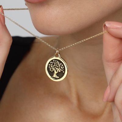 Baum der Eintracht Kette mit Gravur [750er Gold Vermeil]
