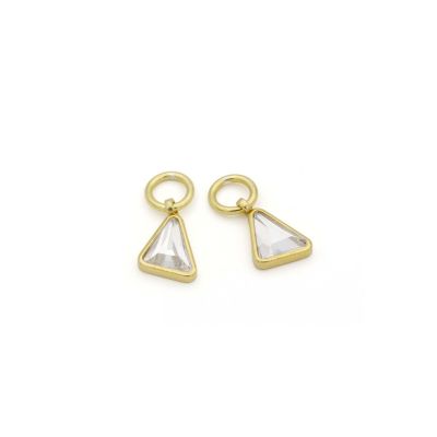 Single Triangle Earring Charm With Crystal [18K Gold Vermeil] 