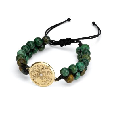 Turquoise Engraved Map Men Bracelet [18K Gold Vermeil]