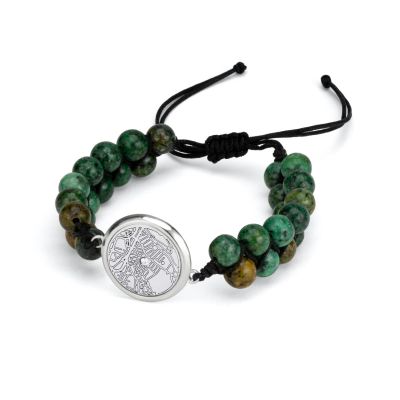 Gravierte Karte Herrenarmband aus Türkis [Sterlingsilber]