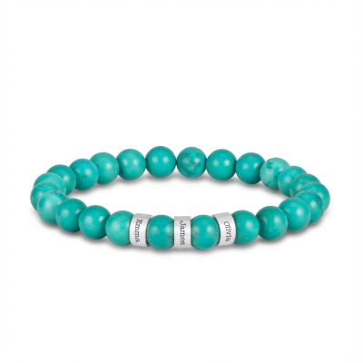Sky Blue Turquoise Women Name Bracelet [Sterling Silver]