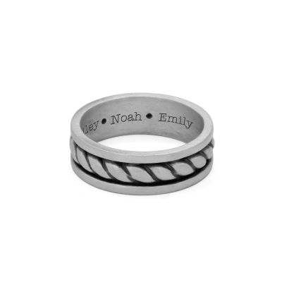Rope Name Ring for Men - Sterling Silver