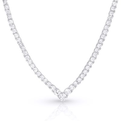 V Tennis Necklace [Sterling Silver]