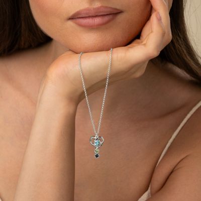 Ties of Love Frame Birthstone Necklace [Silver]