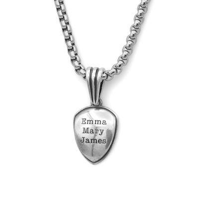 Warrior's Shield Men Name Necklace - Sterling Silver
