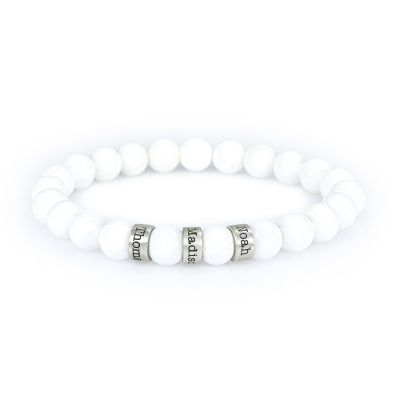 Tridacna Bracelet With Engraved Spheres [Sterling Silver]
