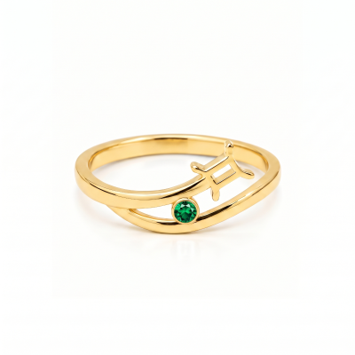 Bague Zodiaque avec Pierre de Naissance - Vermeil 18ct
