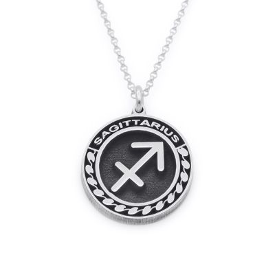 Zodiac Medallion Necklace with Names [Sterling Silver]