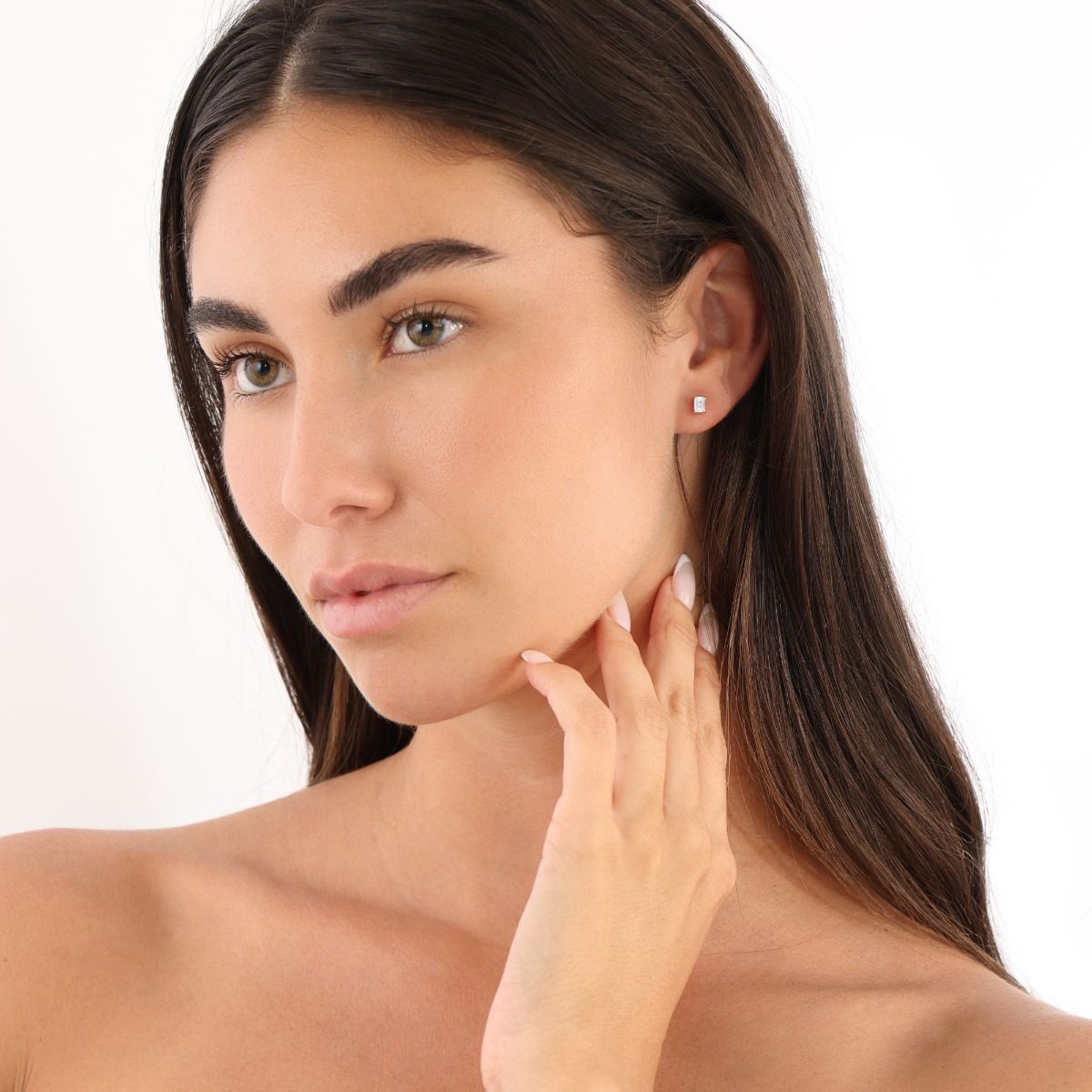14 Karat Gold Earrings for Women Emerald Cut Diamond Earrings by Talisa