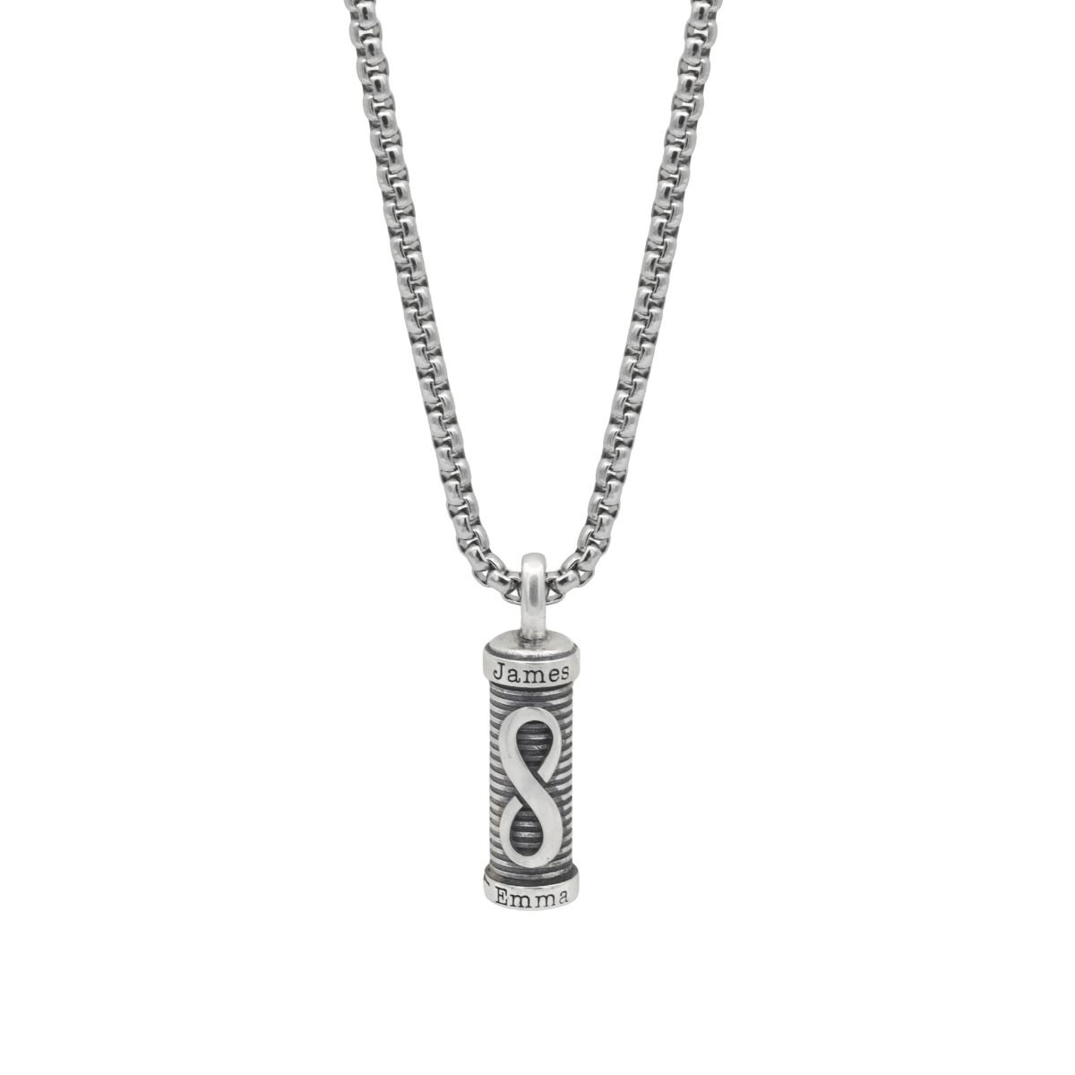 Hexa Bar Name Necklace for Men - Sterling Silver / Black Cord by Talisa