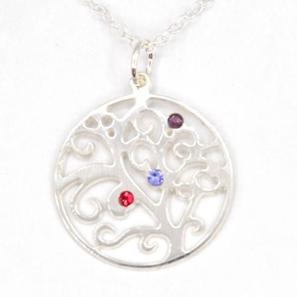 Filigree Family Tree Birthstone Necklace - IsraelBlessing